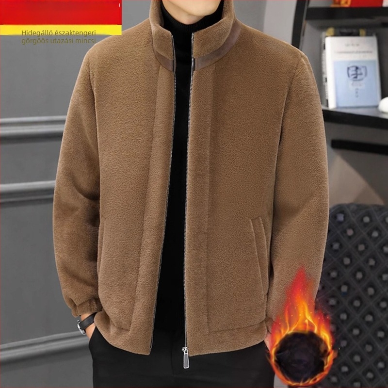 Férfi Mink Velvet dzseki – állógallér, cipzár, vastag poliészter fleece, laza szabás, oldalzsebek