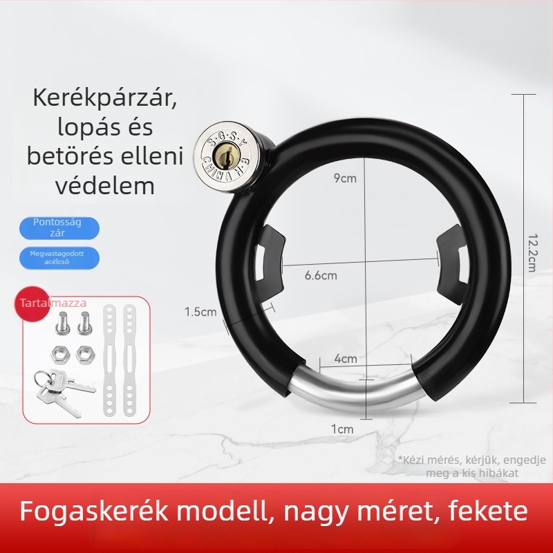 Three Axe kerékpárzár, rozsdamentes acél, antifurt kör alakú zár, modell 01, 300 g