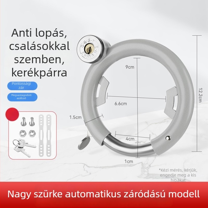 Three Axe kerékpárzár, rozsdamentes acél, antifurt kör alakú zár, modell 01, 300 g