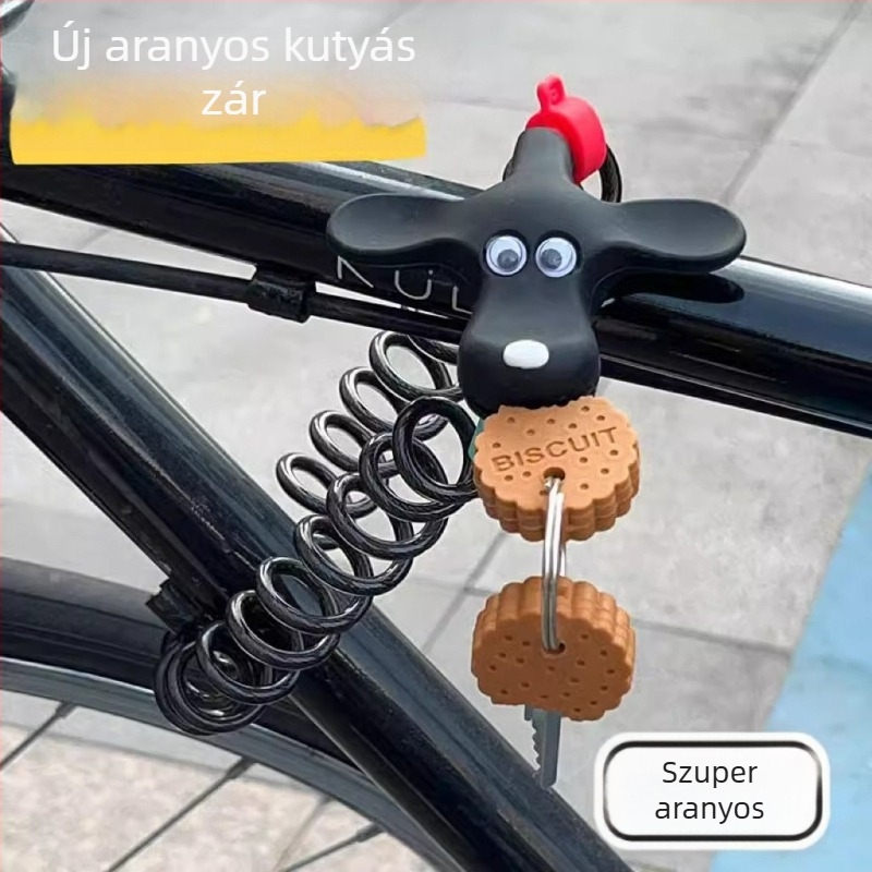 Szilikonból készült biciklizár dizájnnal: kis kutya‑süti, kulcstartó, anti‑lopás