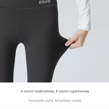Nylon leggings fleece bélés, nőknek, crop hossz, vastag, rugalmas, testhezálló