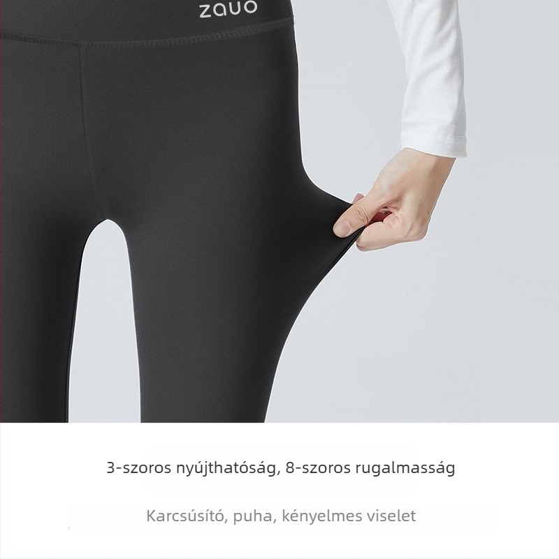 Nylon leggings fleece bélés, nőknek, crop hossz, vastag, rugalmas, testhezálló