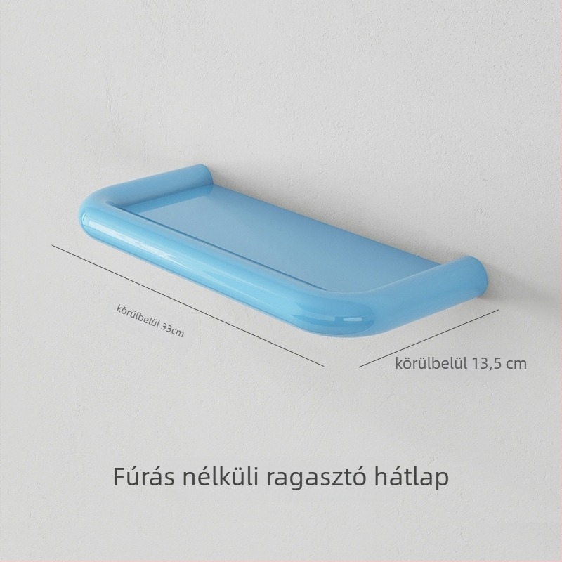 Falihoz rögzített fürdőszobai tárolópolc fúrás nélkül – egy szint
