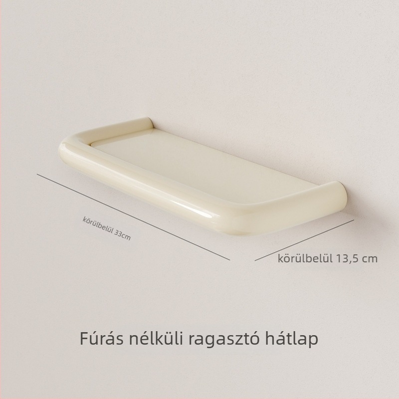 Falihoz rögzített fürdőszobai tárolópolc fúrás nélkül – egy szint
