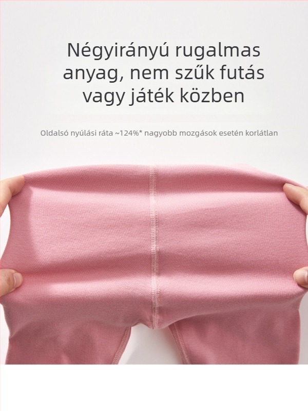 Lányok pamutnadrágja, középmagas derekú, 95% pamut, nincs nyílás a combok között, gumis derék, őszi–téli viselethez