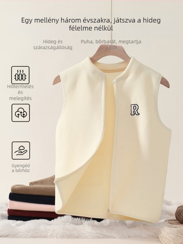 Gyerekeknek készült fleece béléses mellény téli viselet, uniszex, kerek nyakú, kapucni nélküli, fő anyag viszkóz 56%