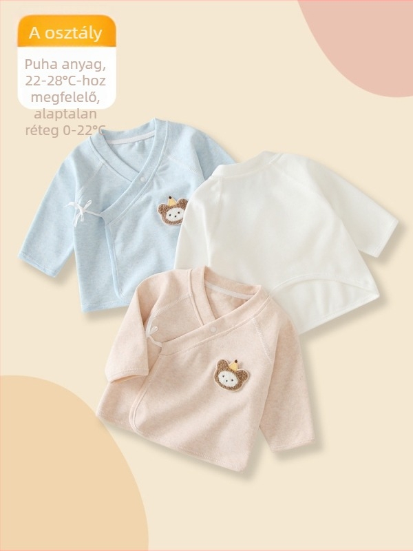 Újszülött puha fleece-pamut felső, szerzetesi ruházat stílusú, tavasz–ősz alapréteg