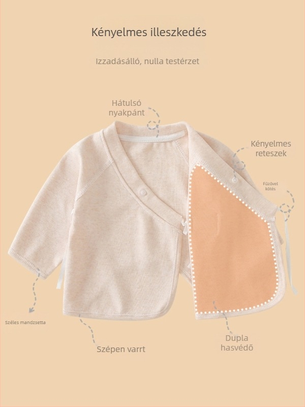 Újszülött puha fleece-pamut felső, szerzetesi ruházat stílusú, tavasz–ősz alapréteg
