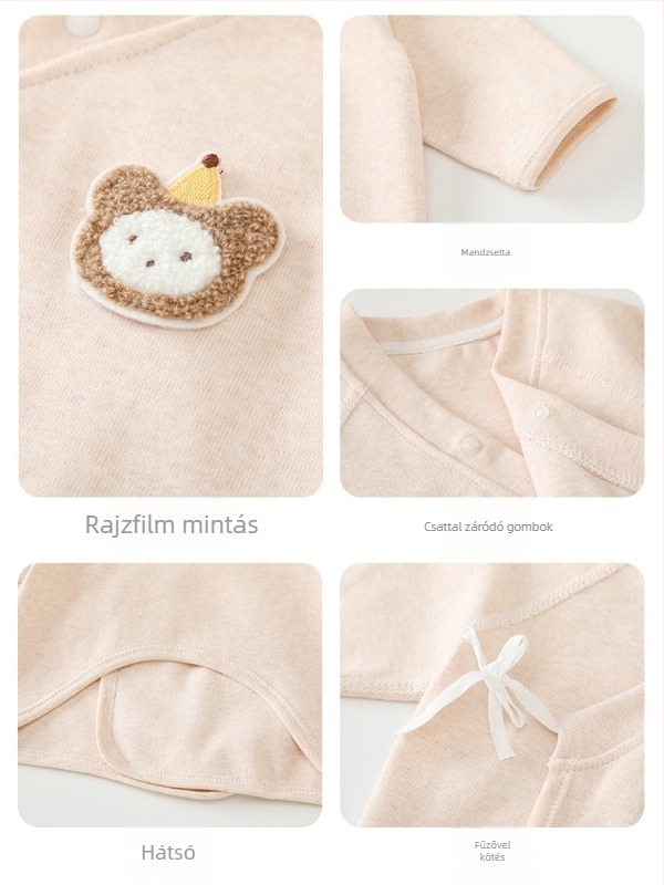 Újszülött puha fleece-pamut felső, szerzetesi ruházat stílusú, tavasz–ősz alapréteg