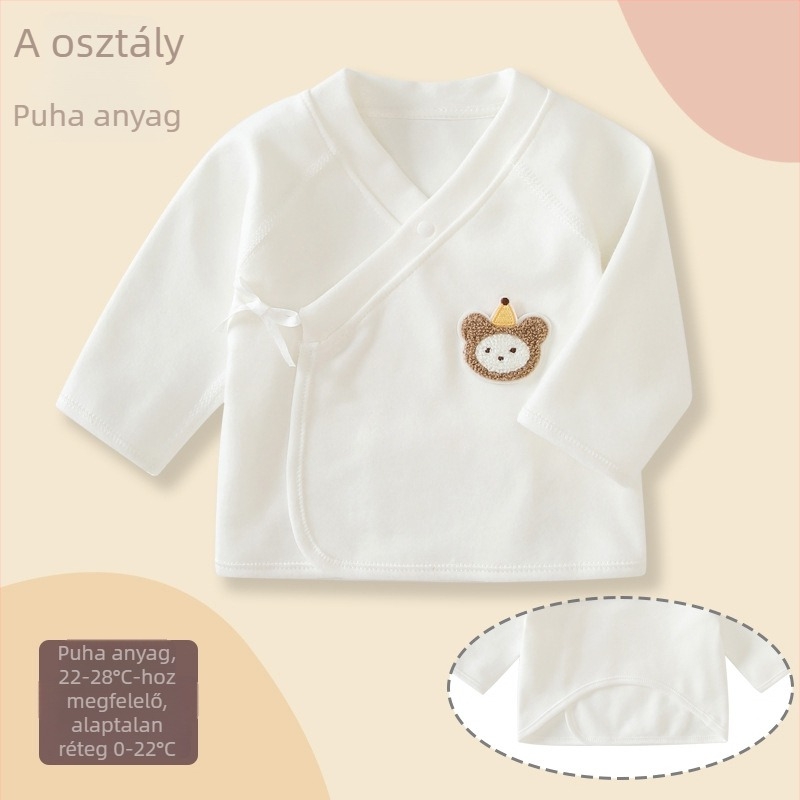 Újszülött puha fleece-pamut felső, szerzetesi ruházat stílusú, tavasz–ősz alapréteg