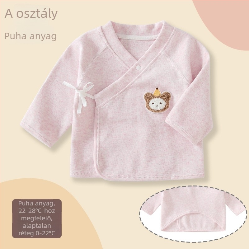 Újszülött puha fleece-pamut felső, szerzetesi ruházat stílusú, tavasz–ősz alapréteg