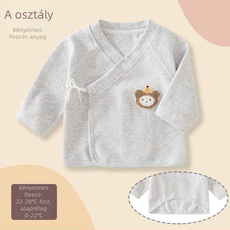 Újszülött puha fleece-pamut felső, szerzetesi ruházat stílusú, tavasz–ősz alapréteg