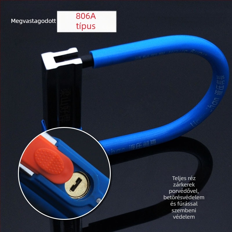 U-formájú zár motorokra, elektromos járművekre és kerékpárokra — acél test, Hero Liang Shan márka, tömeg 1180 g