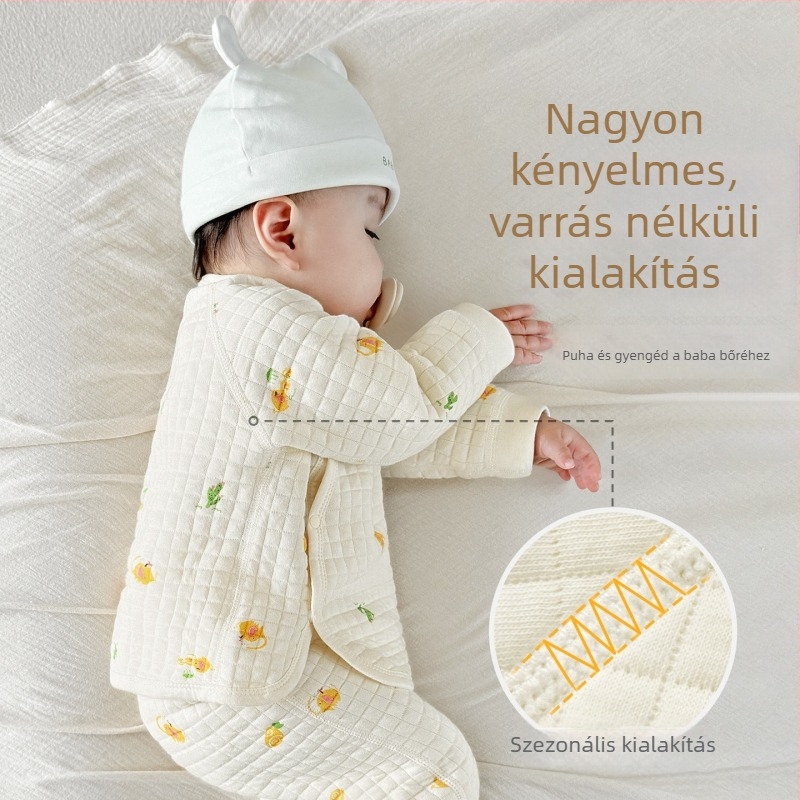 Baba termikus felső, 100% pamut, uniszex, 1–3 éveseknek, tél, puha kezelésű anyag, kapucni nélküli, gallér nélküli