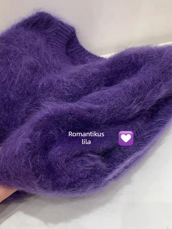 Kék mink velúr gyapjúkeverék pulóver nőknek, téli vastag, puha és szőrös, laza szabás