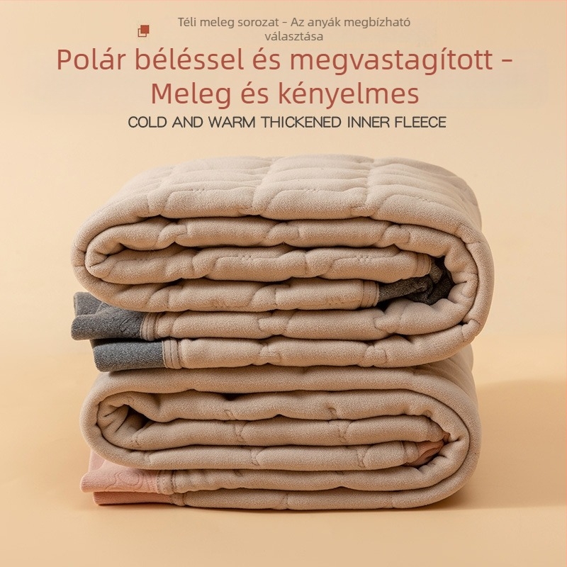 Gyermekek számára készült termo nadrág fleece belsővel, magas derekú, őszi–téli, iskolai egyenruha, lányok részére; 95% poliészter, 5% elasztán