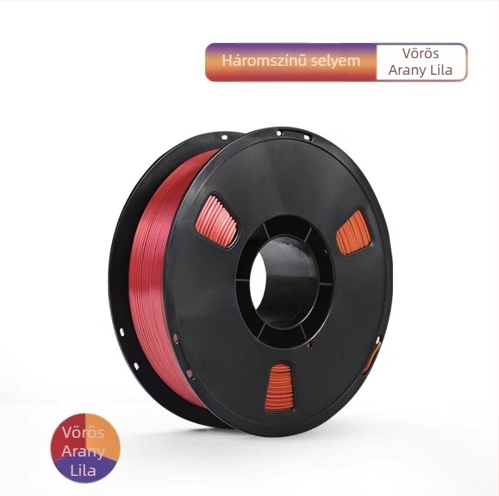 PLA Silk filament 3D nyomtatáshoz selyem textúrával; kompatibilis FDM nyomtatókkal; Anyag: PLA Silk; Nyomtatási pontosság: ±0,02 mm; Tömeg: 1 kg