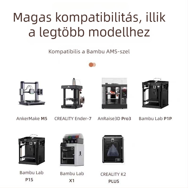 PLA Silk filament 3D nyomtatáshoz selyem textúrával; kompatibilis FDM nyomtatókkal; Anyag: PLA Silk; Nyomtatási pontosság: ±0,02 mm; Tömeg: 1 kg