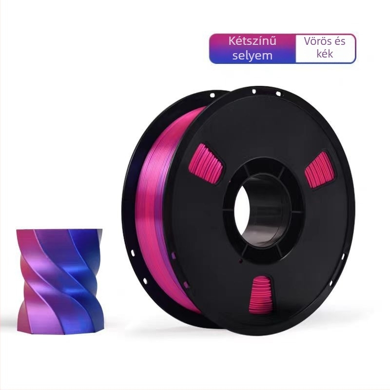 PLA Silk filament 3D nyomtatáshoz selyem textúrával; kompatibilis FDM nyomtatókkal; Anyag: PLA Silk; Nyomtatási pontosság: ±0,02 mm; Tömeg: 1 kg
