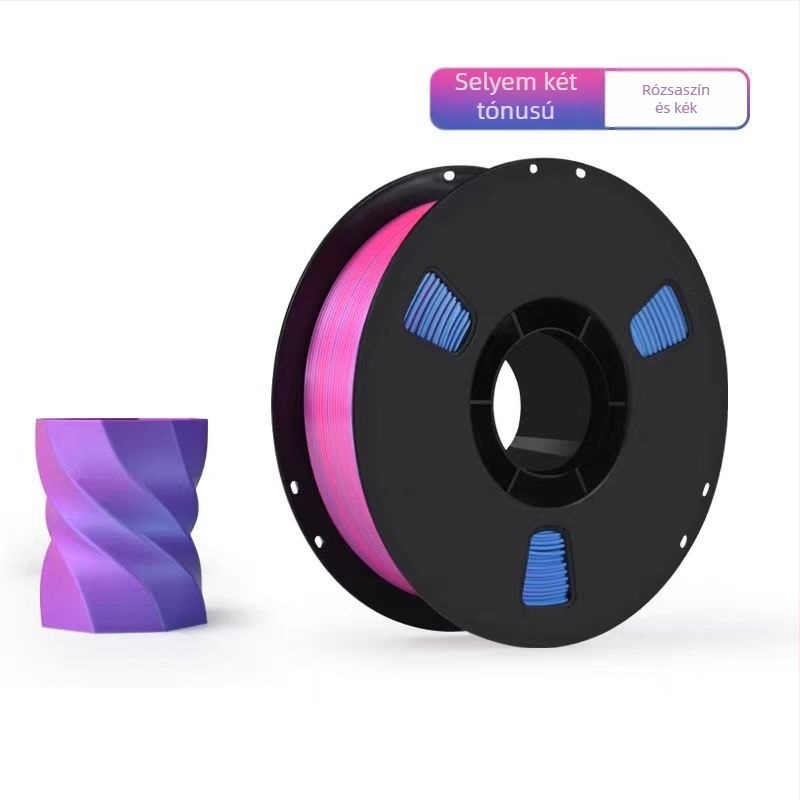 PLA Silk filament 3D nyomtatáshoz selyem textúrával; kompatibilis FDM nyomtatókkal; Anyag: PLA Silk; Nyomtatási pontosság: ±0,02 mm; Tömeg: 1 kg