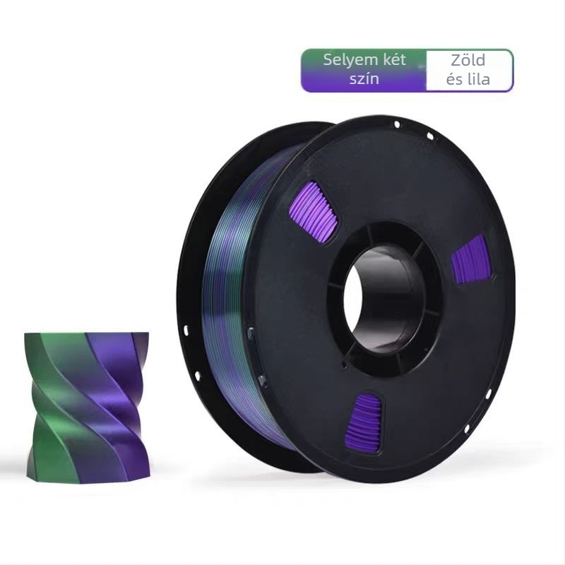 PLA Silk filament 3D nyomtatáshoz selyem textúrával; kompatibilis FDM nyomtatókkal; Anyag: PLA Silk; Nyomtatási pontosság: ±0,02 mm; Tömeg: 1 kg
