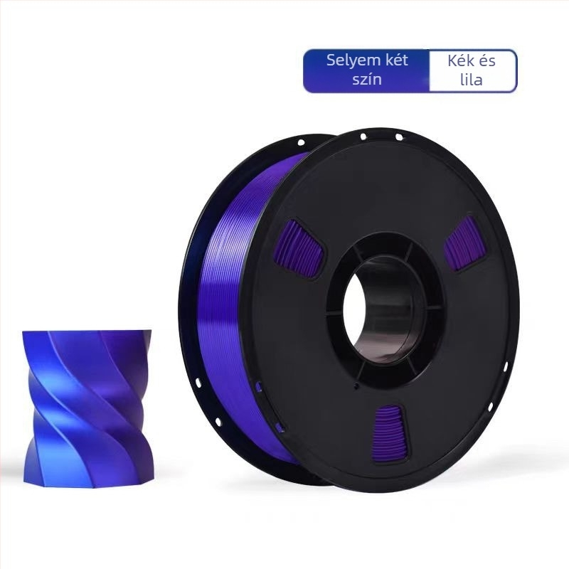 PLA Silk filament 3D nyomtatáshoz selyem textúrával; kompatibilis FDM nyomtatókkal; Anyag: PLA Silk; Nyomtatási pontosság: ±0,02 mm; Tömeg: 1 kg