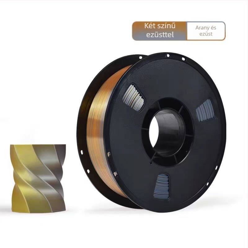 PLA Silk filament 3D nyomtatáshoz selyem textúrával; kompatibilis FDM nyomtatókkal; Anyag: PLA Silk; Nyomtatási pontosság: ±0,02 mm; Tömeg: 1 kg