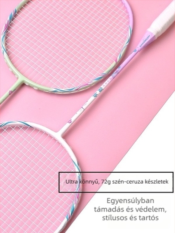 Badmintonütő készlet - karbonváz, súly 75–79 g, fogóvastagság G5, 2 db