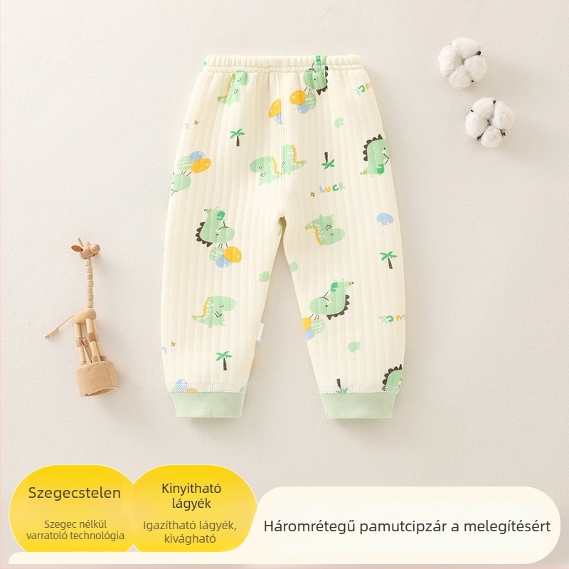 Baba meleg nadrág pamutból, háromrétegű töltött kivitel, uniszex, 1–3 éveseknek