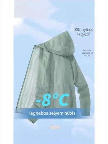 Nyári vékony UV-védett kapucnis dzseki (Vékony; Kapucni; Fermoar; Poliészter keverék; Nyár)