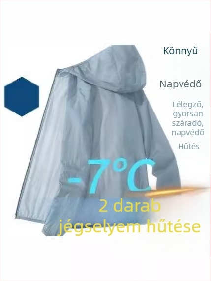 Nyári vékony UV-védett kapucnis dzseki (Vékony; Kapucni; Fermoar; Poliészter keverék; Nyár)