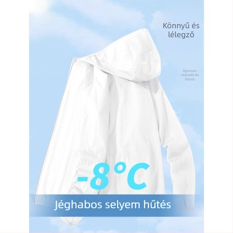 Nyári vékony UV-védett kapucnis dzseki (Vékony; Kapucni; Fermoar; Poliészter keverék; Nyár)