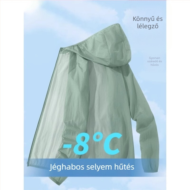Nyári vékony UV-védett kapucnis dzseki (Vékony; Kapucni; Fermoar; Poliészter keverék; Nyár)
