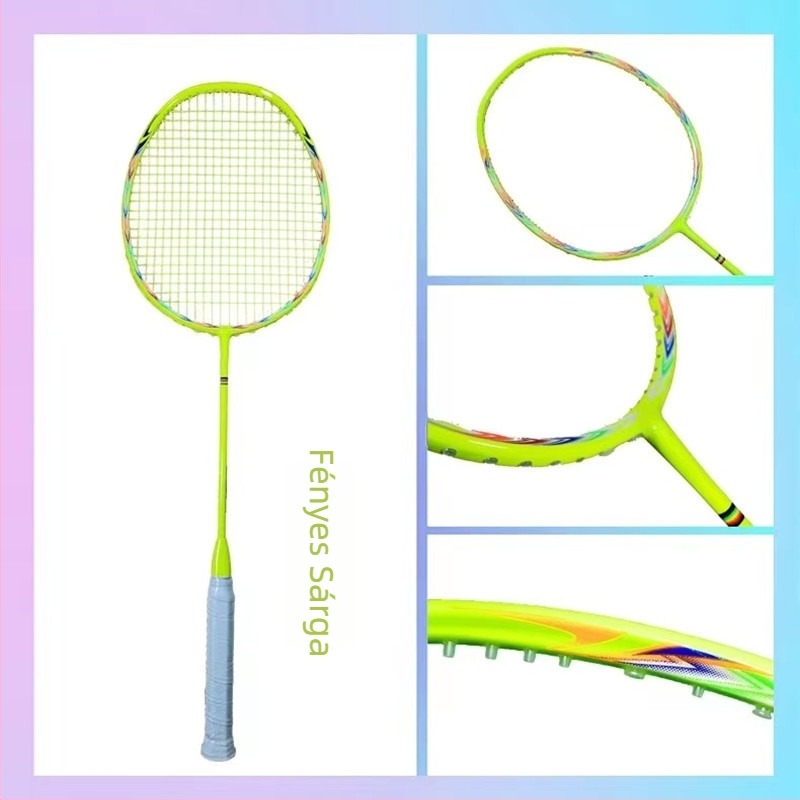 Badmintonütő teljes szénszálas kerettel, hossz 675 mm, súly 75–79 g, fogó G5