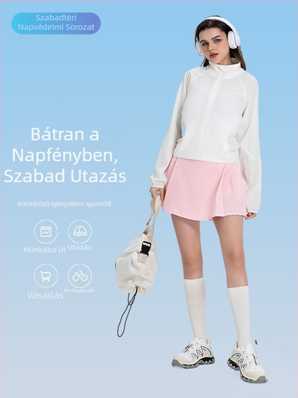 Női UV-védett dzseki, lélegző, UPF50+, könnyű, gyorsan száradó, hosszú ujjú
