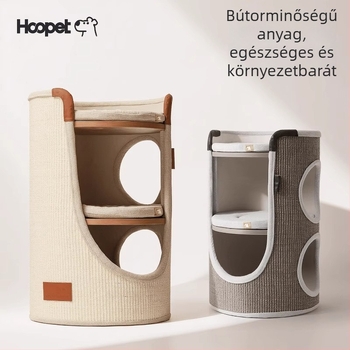 Hoopet macskás mászókeret — kompakt kialakítású, két szint, szisal anyagból, kistestű macskáknak