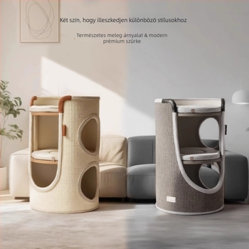 Hoopet macskás mászókeret — kompakt kialakítású, két szint, szisal anyagból, kistestű macskáknak