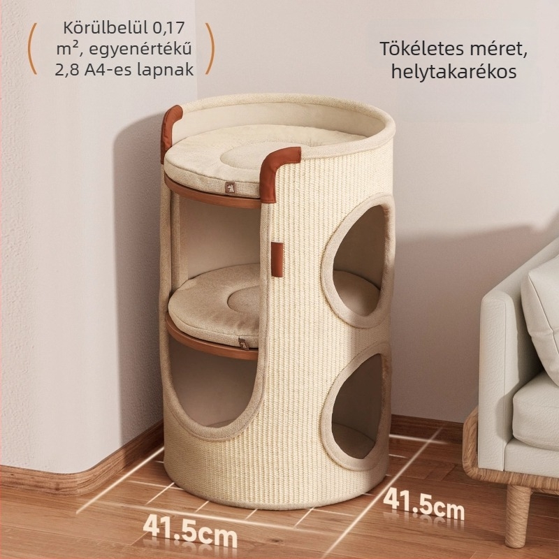 Hoopet macskás mászókeret — kompakt kialakítású, két szint, szisal anyagból, kistestű macskáknak