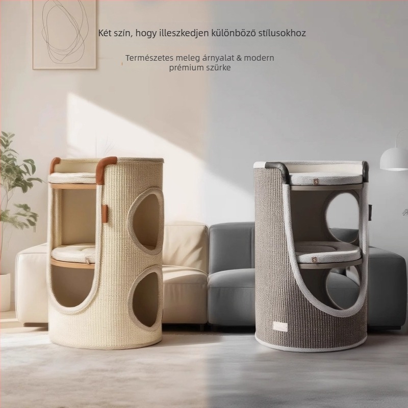 Hoopet macskás mászókeret — kompakt kialakítású, két szint, szisal anyagból, kistestű macskáknak