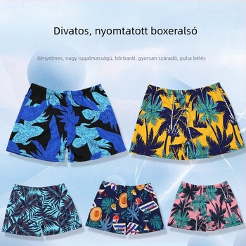 Férfi digitális nyomtatású úszónadrág, rövid fazon, poliészter, strandoláshoz és nyaraláshoz