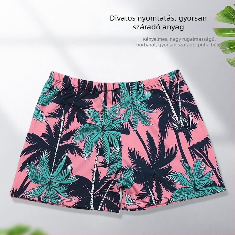 Férfi digitális nyomtatású úszónadrág, rövid fazon, poliészter, strandoláshoz és nyaraláshoz