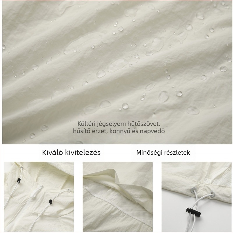 Férfi nyári ice-silk napvédő kabát, könnyű, gyorsan száradó, kapucnis, laza szabású, kerékpár- és horgászathoz
