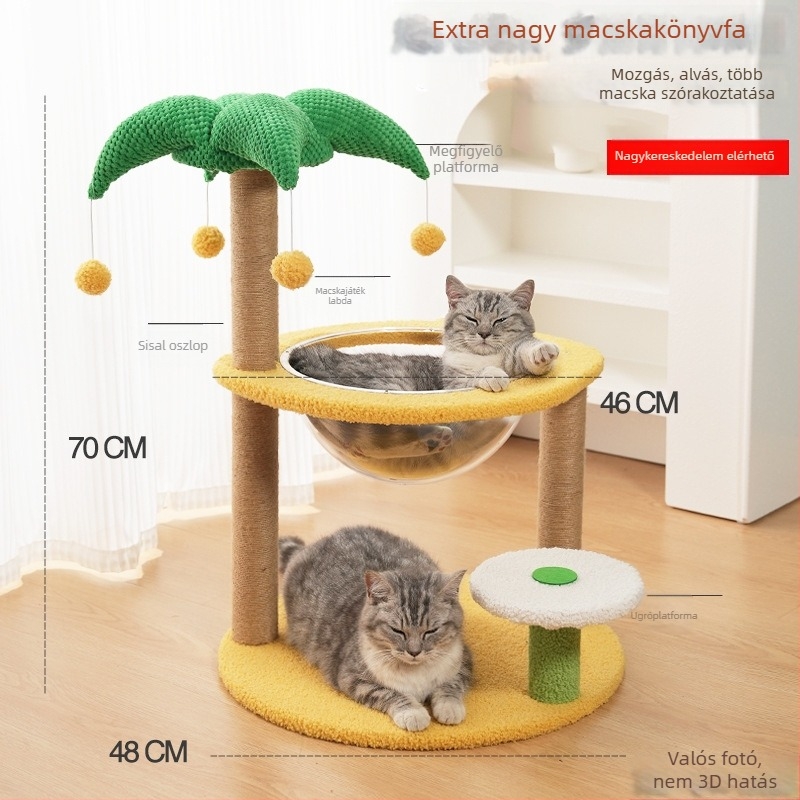 Macskafa beépített macskaházzal, szizál anyag, márka Cute Xiao Ai, modell PJ--886, egyszerű stílus