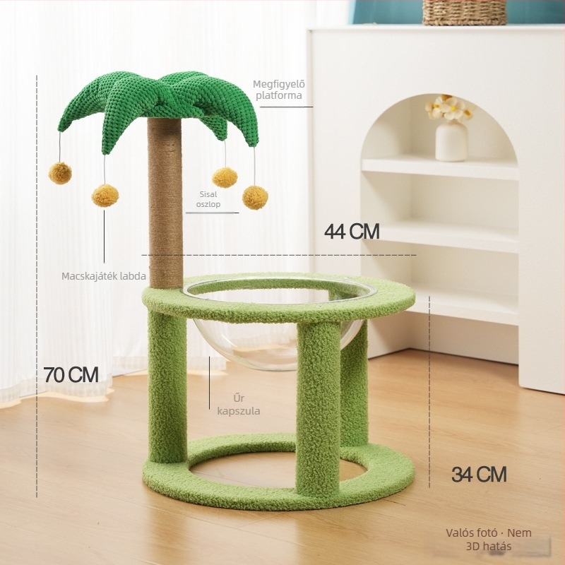 Macskafa beépített macskaházzal, szizál anyag, márka Cute Xiao Ai, modell PJ--886, egyszerű stílus