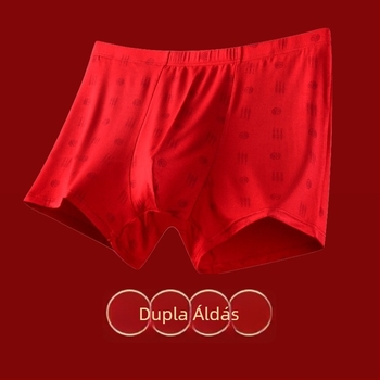 Férfi magas derekú boxeralsó bambuszrostból, 90–95% bambusz tartalom, ágyék alatti bambuszrost betét, minták: állat/Geometriai/betűk-számok, Kígyó éve