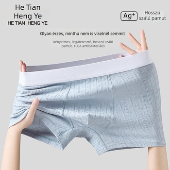 Férfi jacquard pamut boxer brief, középmagas derék, légáteresztő, varrásmentes, antibakteriális, bőrbarát érzet