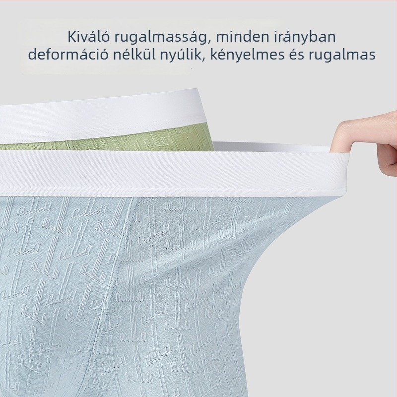 Férfi jacquard pamut boxer brief, középmagas derék, légáteresztő, varrásmentes, antibakteriális, bőrbarát érzet