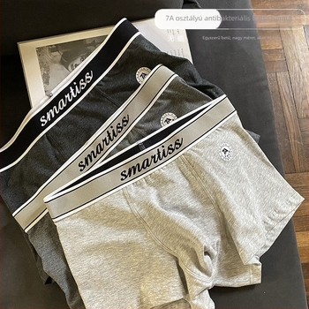 Férfi lélegző pamut alsónemű, antibakteriális 7A osztály A, középmagasságú, kötött anyagú boxer