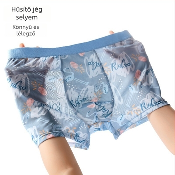 Férfi boxeralsó Ice Silk mintával, ultra vékony, lélegző, laza szabású, hálós paneles, nyári kollekció 2024