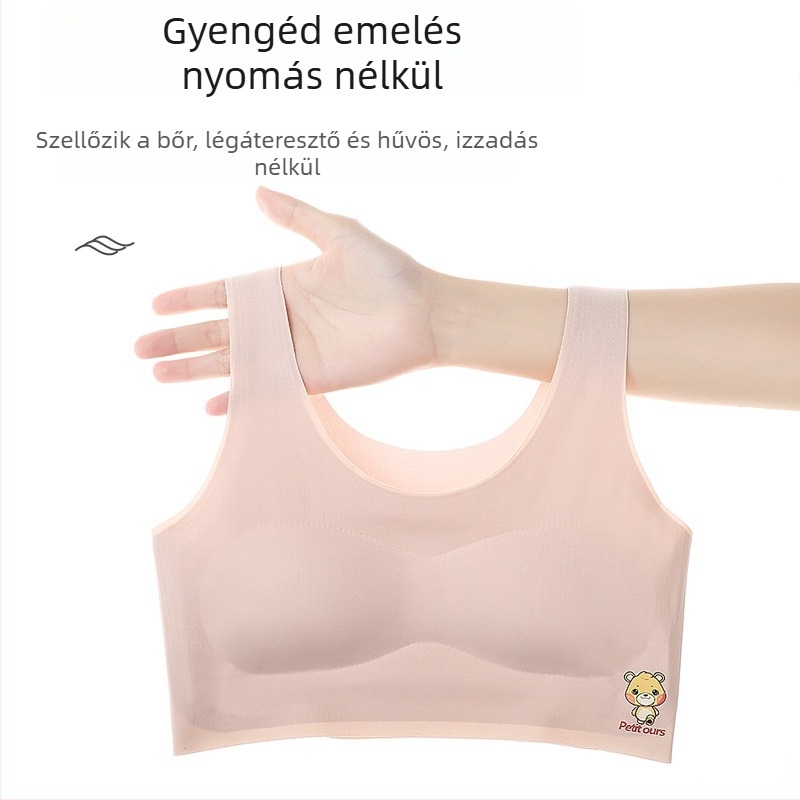 Be kötés nélküli gyerekeknek szánt melltartó, nylon anyag, teljes kosár, vékony formázott kosár habos bélésével, légáteresztő hátsó dizájn